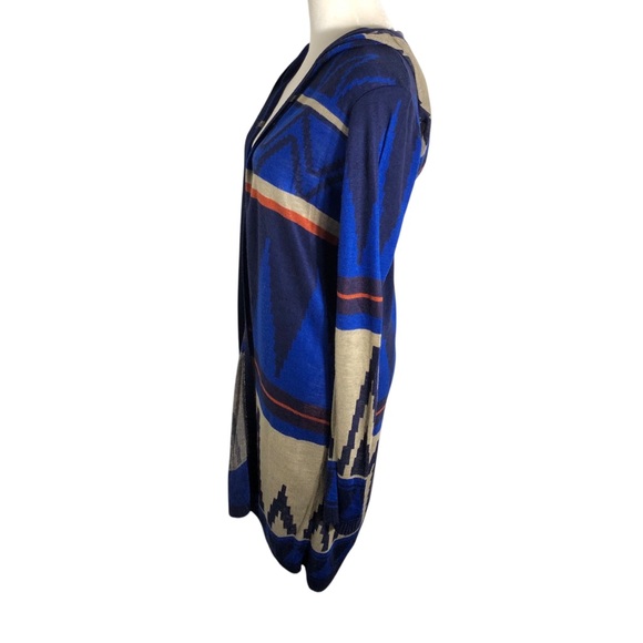 Derek Aztec print lightweight open front long sweater Sz M/L - Picture 2 of 4
